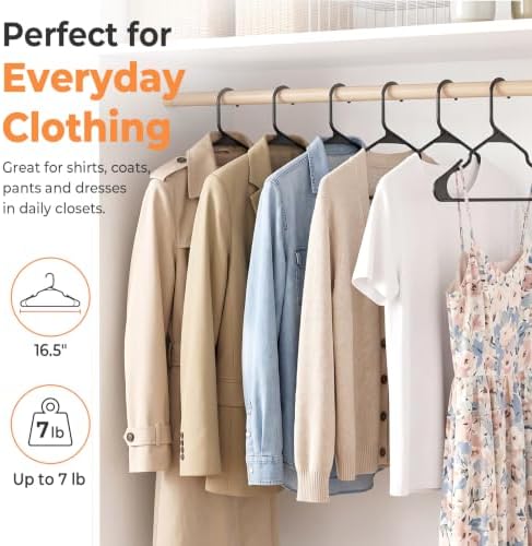 HOUSE DAY Black Plastic Hangers 10 Pack – Slim Space Saving Clothes Hangers - Image 3