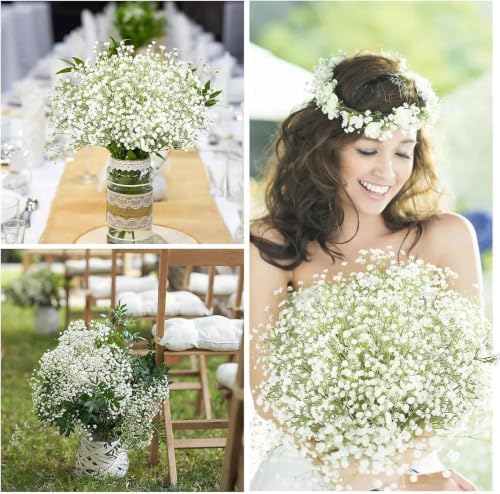 N&T NIETING 24Pcs Babys Breath Artificial Flowers Bulk Faux Flowers, White - Image 4