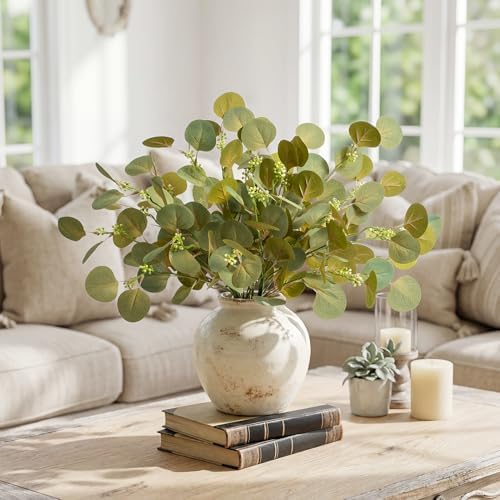 Artificial Eucalyptus Stems Fake Flowers Eucalyptus Garland 18.5"Artificial Plants Indoor Artificial Greenleaf Laurel Leaves For Home Decor Fake Leaves Outdoor Wedding Decor (Gray green)4pcs - Image 6
