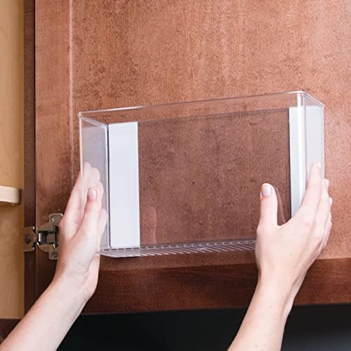 mDesign Plastic Adhesive Mount Storage Organizer Container for Kitchen or Pantry Wall Organization - Space Saving Holder for Sandwich Bags, Foil - 11" Wide - Ligne Collection - 4 Pack - Clear - Image 4