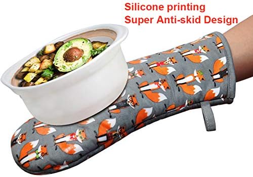 Oven Mitts 1 Pair, Non Slip Clear Silicone Printed Rooster Kitchen Gloves - Image 5
