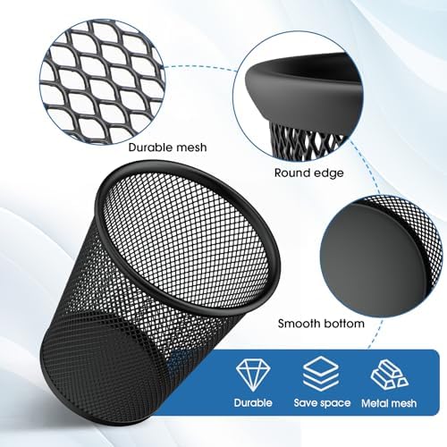MaxGear Pen Holder for Desk 2 Pack, Mesh Metal 5.4’’, Makeup Brush Holders - Image 3