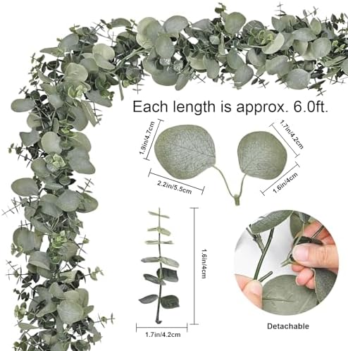 Dolicer 2 Packs 6FT Artificial Eucalyptus Garland Faux Greenery Garland - Image 3
