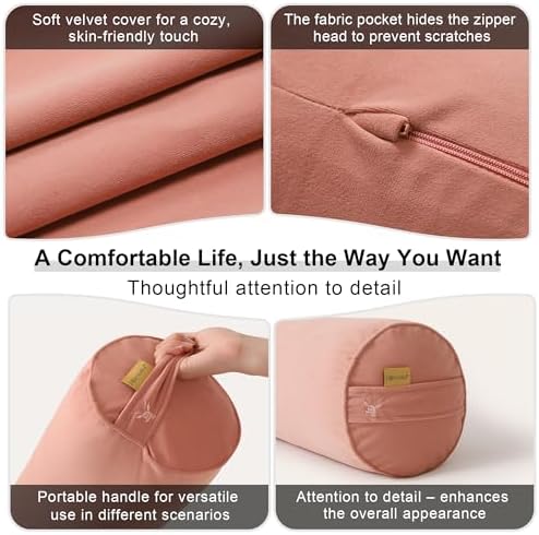 Long Round Body Pillow for Adults, 39.37 x 7.87 in, Blush Pink - Image 5