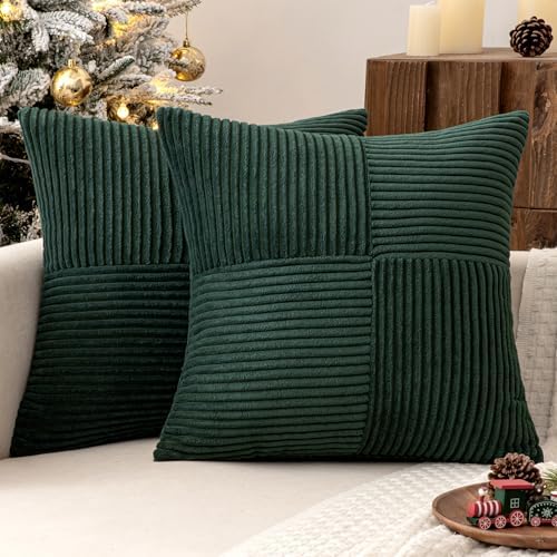 MIULEE Army Green Decorative Euro Sham Pillow Covers 24x24 Inch 2 Pack by MIULEE