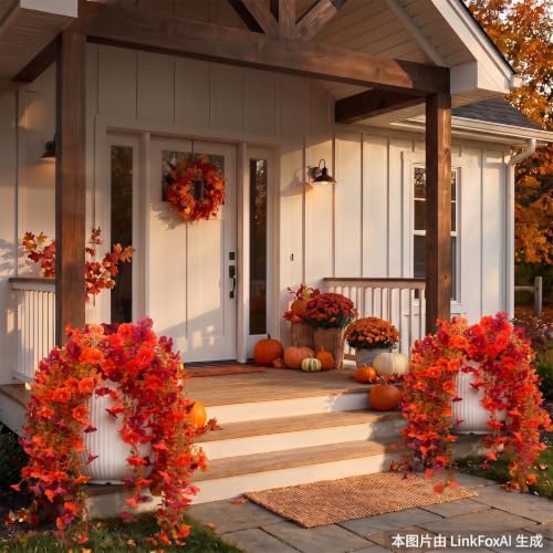 FULLMUSIC Autumn Artificial Flowers for Outdoor (Brown red) - Image 3