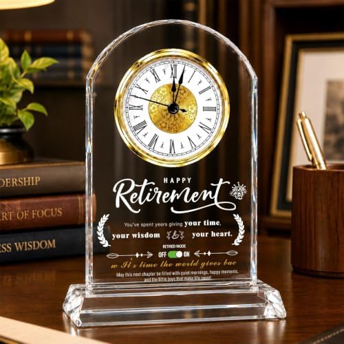 Retirement Gifts for Men, Crystal Quartz Desk Clock Keepsake Gift - Image 2