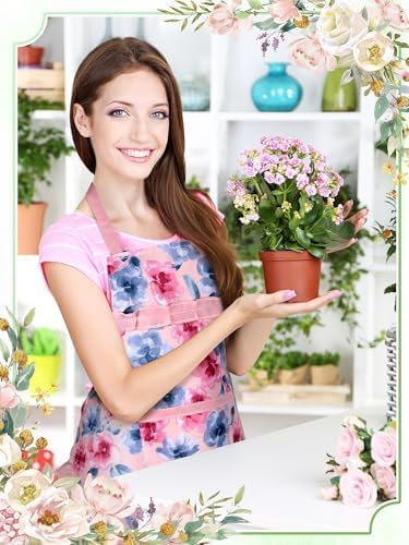 Zhanmai 6 Pack Floral Aprons for Women with 2 Pockets for Kitchen - Image 4