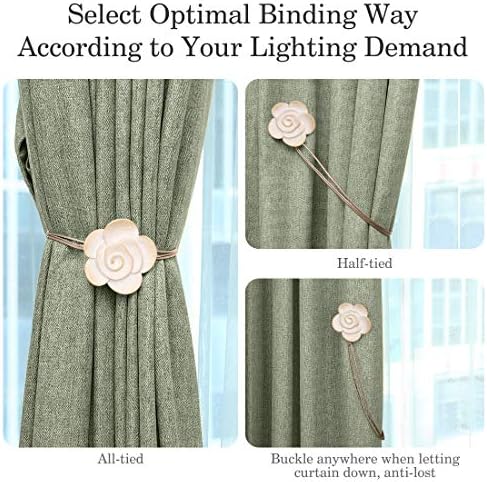 Lewondr Magnetic Curtain Tiebacks, Flower Vintage Curtain Holdbacks, Beige - Image 4