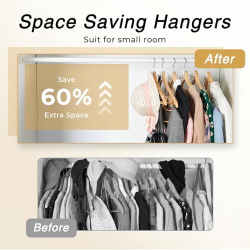 HOUSE DAY Space Saving Hangers 100 Pack, Clothes Hanger Connector Hooks, Heavy Duty Closet Space Saver, Small Space Solutions, Cascading Dorm Room Closet Organizer and Storage - White - Image 2