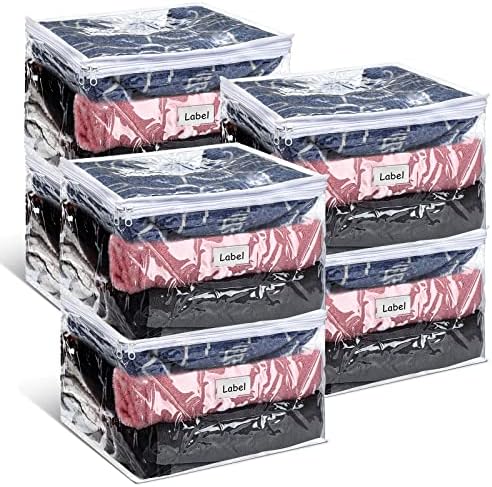 Hoolerry 6 Pcs Clear Plastic Clothes Storage Bags, 12 x 12 x 12 Inch by Hoolerry