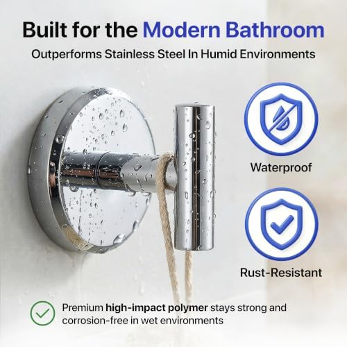 HOME SO Suction Cup Hooks for Bathroom Towel Holder T-Shape 2-Pack Chrome - Image 3