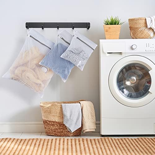 Small Honeycomb Lingerie Bags with Hanging Loop- MDSXO 3 Pack Mesh Laundry Bags for Washing Delicates, White Wash Bags for Socks, Bra, Mask, Baby Clothes 10 * 12 inch [3 Pack] - Image 6