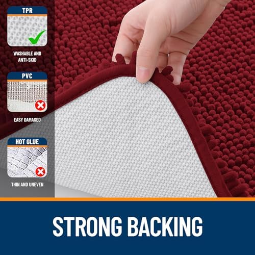 OLANLY Small Bathroom Rugs 30x18, Extra Soft Absorbent Chenille Bath Rugs - Image 6