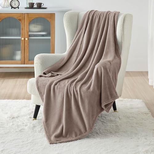 Bedsure GentleSoft Fleece Blankets Twin Size Light Brown - 300GSM Lightweight Plush Fuzzy Cozy Soft Blanket for Bed, Sofa, Couch, Travel, Camping, 60x80 inches - Image 2
