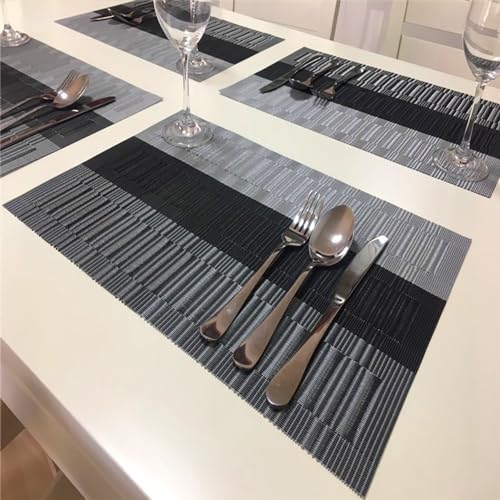 PIGCHCY Vinyl Placemats Set of 12 Washable Durable Kitchen Place Mats Easy to Clean Plastic Placemats for Dining Table (Black) - Image 5