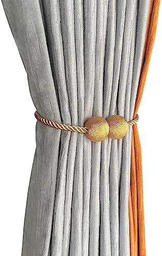 MELALUXE 2 Pack Magnetic Curtain Tiebacks, Decorative Curtain Holdbacks for Window Décor (Gold) - Image 4
