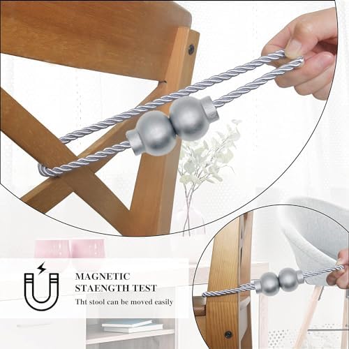 4Pcs Magnetic Curtain Tiebacks Modern Handmade Rope Curtain Tie Backs Grey - Image 6