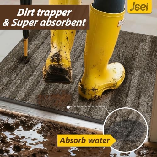 JSEI Dirt Trapper Door Mat 32"x48", Non-Slip Doormat, Brown - Image 2