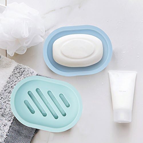 Topsky 2-Pack Soap Dish with Drain, Soap Holder & Saver, Easy Cleaning, Dry, Stop Mushy Soap (Blue) - Image 5
