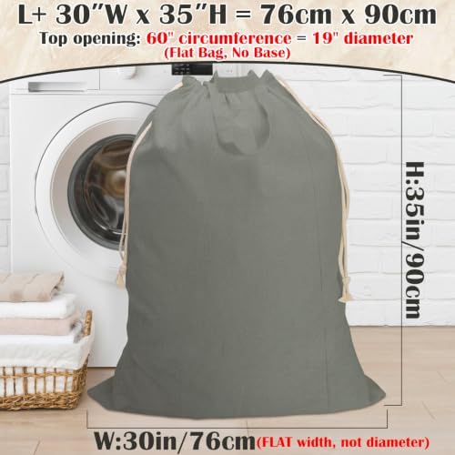 Cotton Canvas Laundry Bag 30"Wx 35"H with Handles Drawstring, CottonGray - Image 3