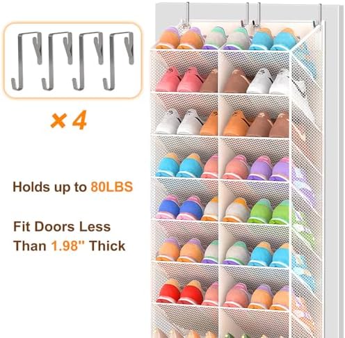 UVIAHOMI Over the Door Shoe Organizer for 20-30 Pairs, 10-Tier, Beige - Image 5
