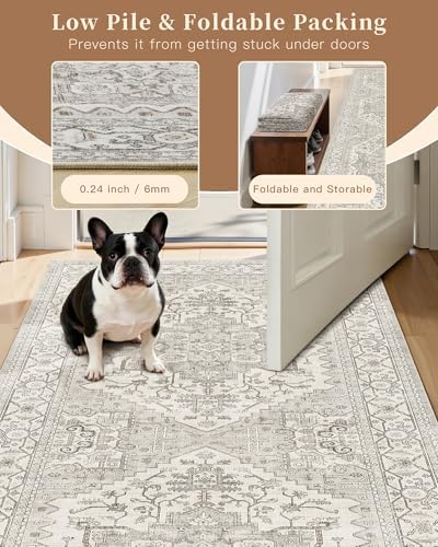 Madane Washable Area Rug 2x3 Small Entryway Rugs Non-Slip, Beige/Brown - Image 5