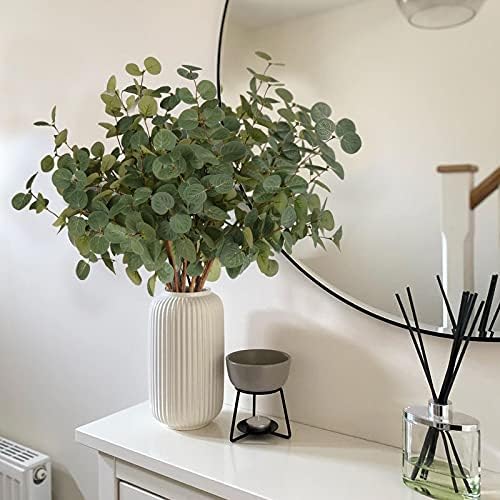 Beferr 6Pcs Artificial Eucalyptus Stems Greenery Stems 24" Tall Fake Plants Decor Faux Floral Stems for Vase Home Party Wedding Decorations - Image 2