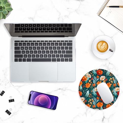 ITNRSIIET Round Mouse Pad with Stitched Edge Premium-Textured Waterproof Non-Slip Rubber Base Desktop Protection Mat Diameter 8.7 inches, Beautiful Flowers - Image 7
