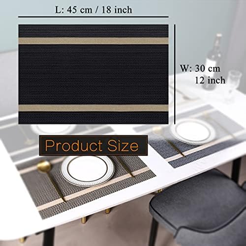 PIGCHCY Luxurious Placemats Set of 8, 18 x 12 inches Elegant Placemats Non-Slip Washable Durable Table Mats for Home/Dining Room Decoration (Black) - Image 2