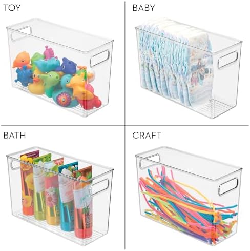 iDesign Tall Plastic Storage Bin with Handles, Set of 2, Clear - Image 7