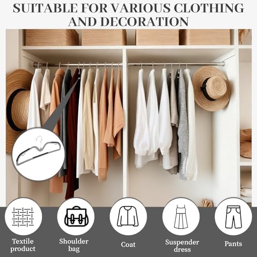 LemonRoad 50 Pack Short Neck Hangers Plastic Non-Slip, Black Gray - Image 4