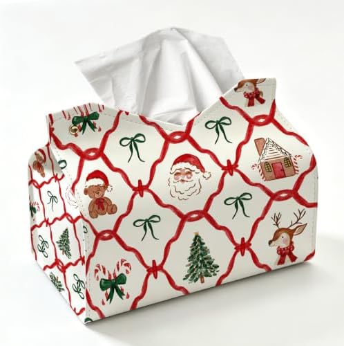 UTELKA Christmas Tissue Box Cover Rectangle, Santa Tissue Holder for Desk by UTELKA