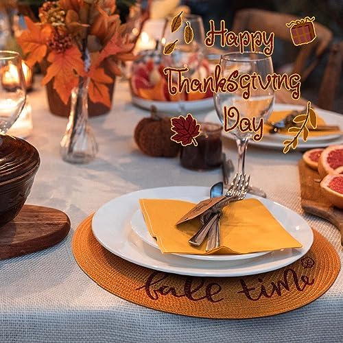 FunWheat Round Placemats Set of 6 Table Mats for Thanksgiving Tables Washable Non-Slip Place mats 15 Inch for Fall(Orange Fall,6pcs) - Image 5