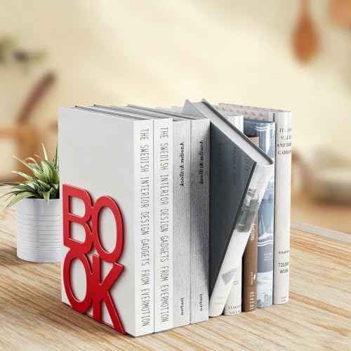 Book Ends Red Metal BookEnds for Bookrack Desk,Books - Image 4