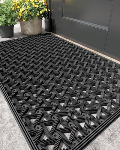 Color&Geometry Door Mat Outside Entrance with Drainage, 19"X30" Black by COLORG