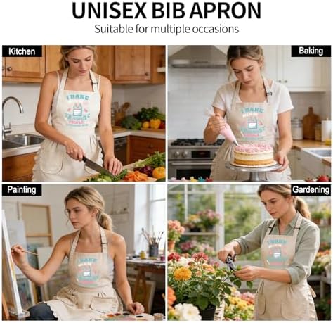 Baking Gifts, Baking Aprons, Baking Apron for Women with Pocket, I Baking Because People is Frowned Aprons, Kitchen Cooking Apron for Women Mom Family Mother's Day Thanksgiving - Image 7