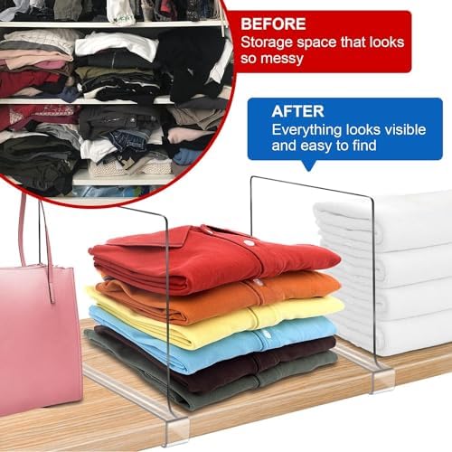 11 Inches Tall [Extra Tall Version] Shelf Dividers for Closet Organization and Storage, 8 Pack Purse Organizer for Closet Acrylic Bookshelf for Organization, Perfect for Sweater Shirts Handbags - Image 5