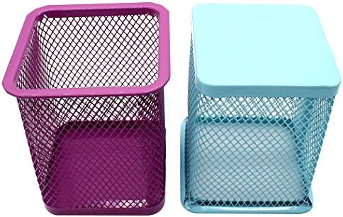 Gullor Square Desktop Pencil Holder, Office Supplies Desk Organizer Makeup Brush Holder, Set of 2, Light Blue and Purple - Image 5