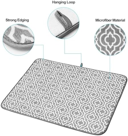 Dish Drying Mat for Kitchen Counter,Machine Washable Matt(Grey) - Image 4
