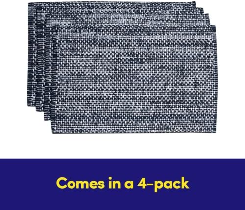 Sweet Home Collection 100% Cotton Placemats for Dining Room Rectangle Two Tone Woven Fabric 13" x 19" Soft Durable Table Mat Set, Set of 4, Navy - Image 4