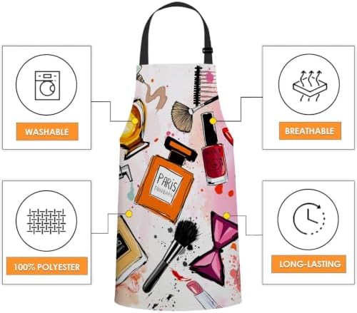 WONDERTIFY Cosmetics Apron,Women Cosmetics Perfume Lipstick Series Bib Apron with Adjustable Neck for Men Women,Suitable for Home Kitchen Cooking Waitress Chef Grill Bistro Baking BBQ Apron - Image 6