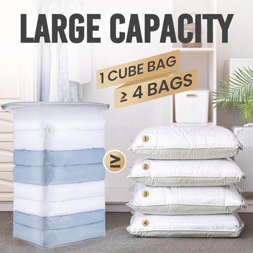 TAILI 8 Pack Cube Vacuum Storage Bags, Jumbo Size(31x40x15 inch), Clear - Image 3