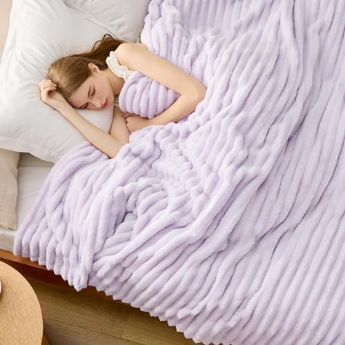 Bedsure Soft Queen Size Blanket for Bed Lavender Fog 90"x90" - Image 4