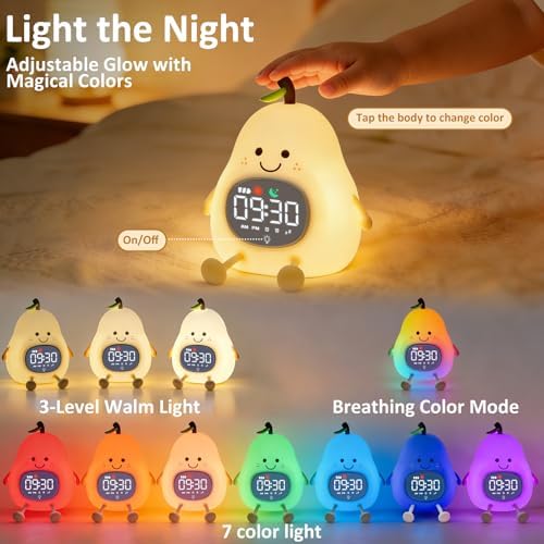 Pear Kids Alarm Clock with Night Light, OK to Wake Clock for Toddler - Image 5