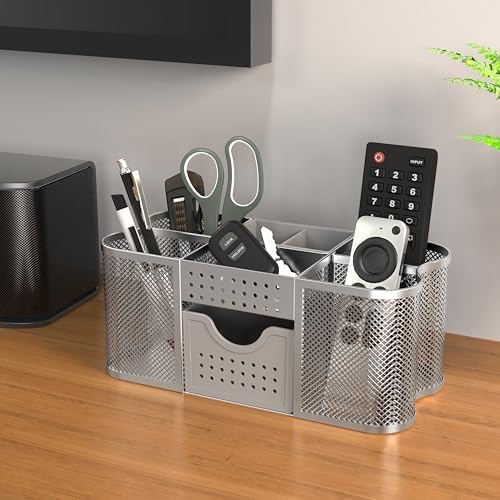 Deco Brothers Desk Organizers Pen Holder Office Caddy Storage, Silver - Image 4
