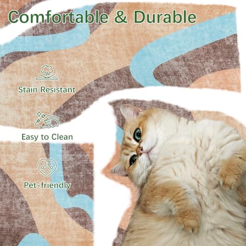 Ompaa Living Room Rug 5x8 Orange Area Rug Machine Washable Rug Non Slip Indoor Large Rugs for Bedroom, Classroom, College Dorm, Farmhouse, Dining Room, Kids Playroom - Image 3