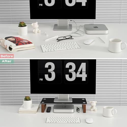 YEOUX Multi-Purpose Desktop Stand - 17.0" x 9.0" x 3.5" (Black & Walnut) - Image 3