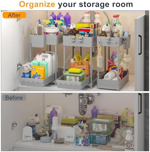 Sevenblue 3-Pack 2-Tier Under Sink Organizers with Sliding Drawers - Image 3