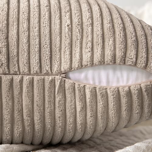 MIULEE Taupe Decorative Throw Pillow Covers for Couch 18x18 Inch - Image 3